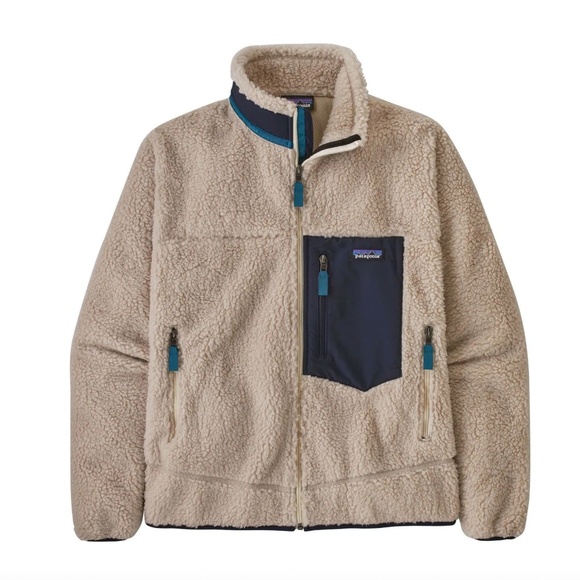 Patagonia Tan and Blue Fleece Jacket - Picture 1 of 10